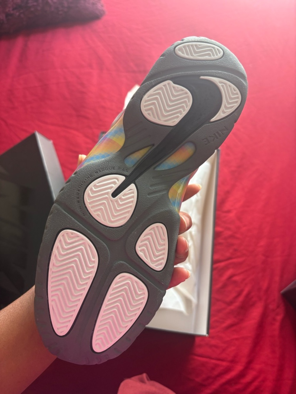 SOLD Nike Silver Foamposite with Iridescent Heel Accent - Picture 3 of 5